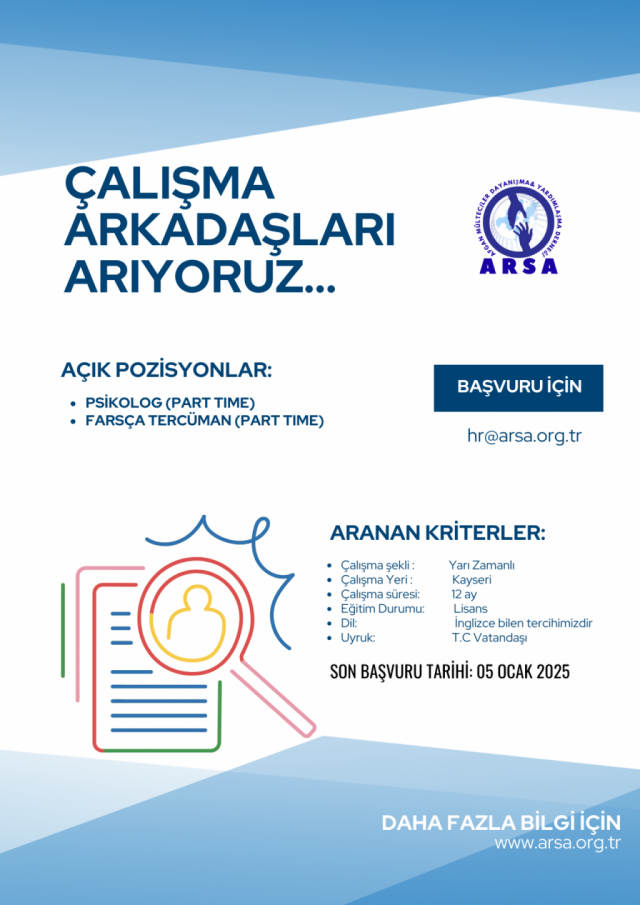  Job Announcement: Psychologist and Translator (Persian-Turkish)